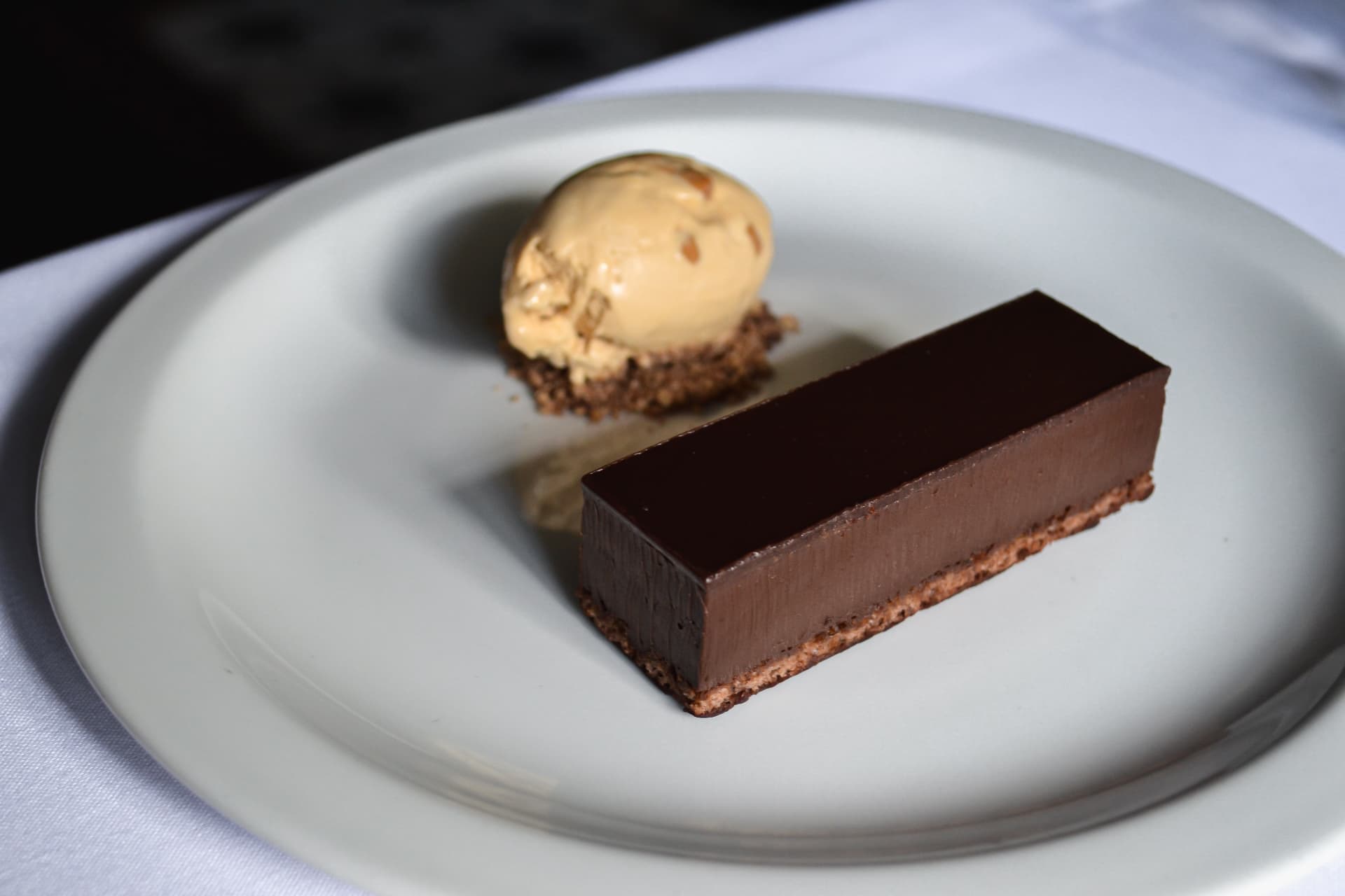 Chocolate dessert with ice cream